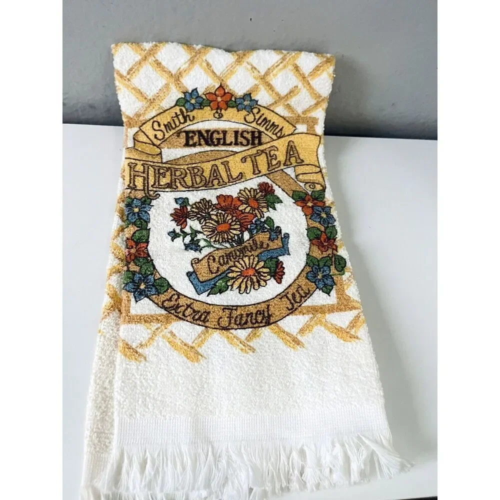 Vintage Deadstock Kitchen Mates Terry cloth Kitchen‎ Towel Herbal Tea Camomile